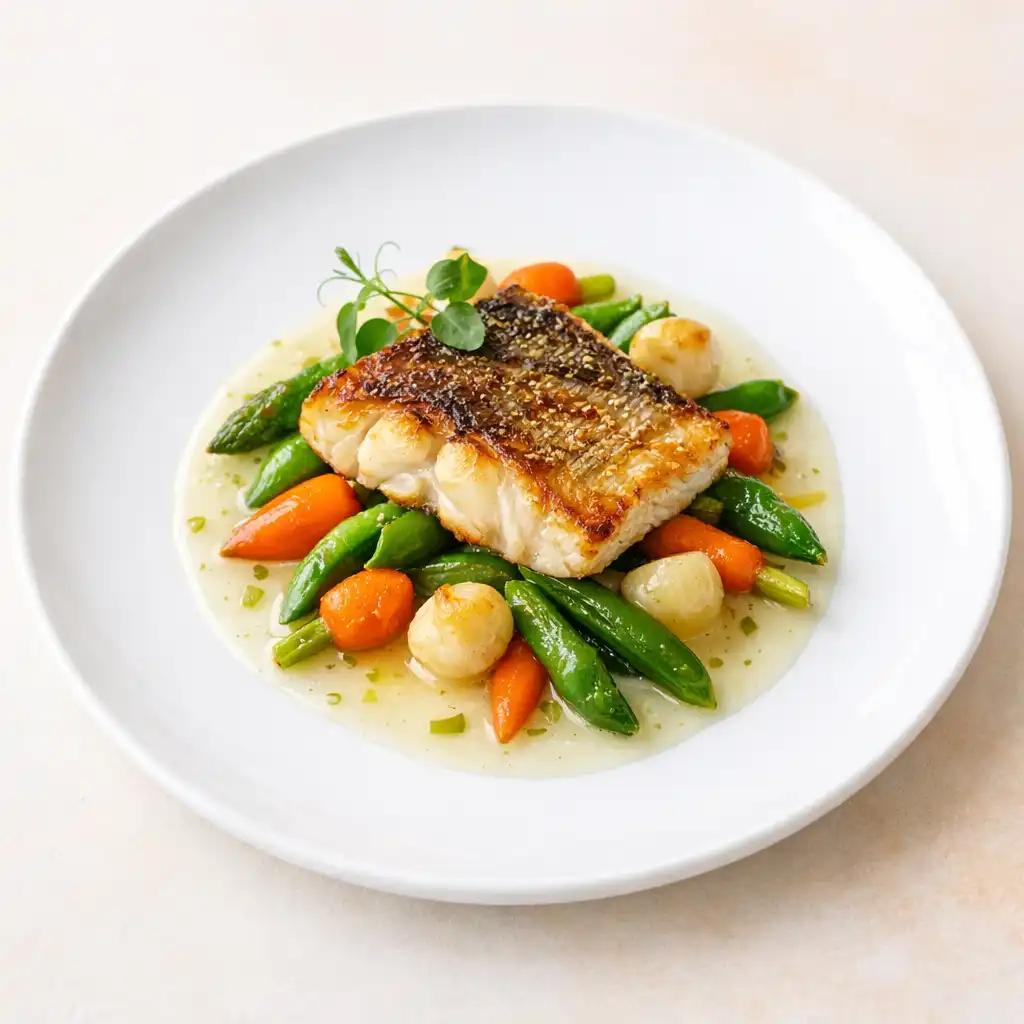 Plat de la carte présenté sur une assiette blanche