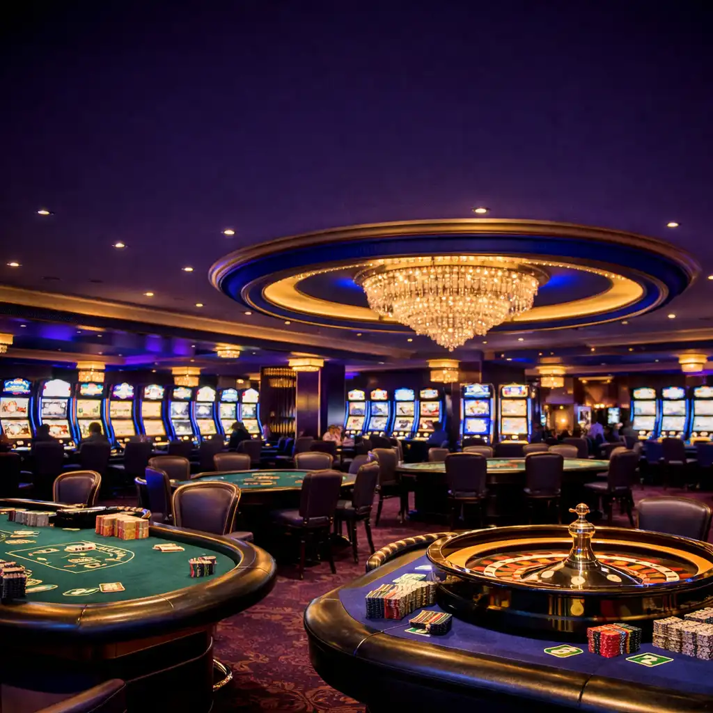 Vue d'ensemble de l'espace casino dans la galerie