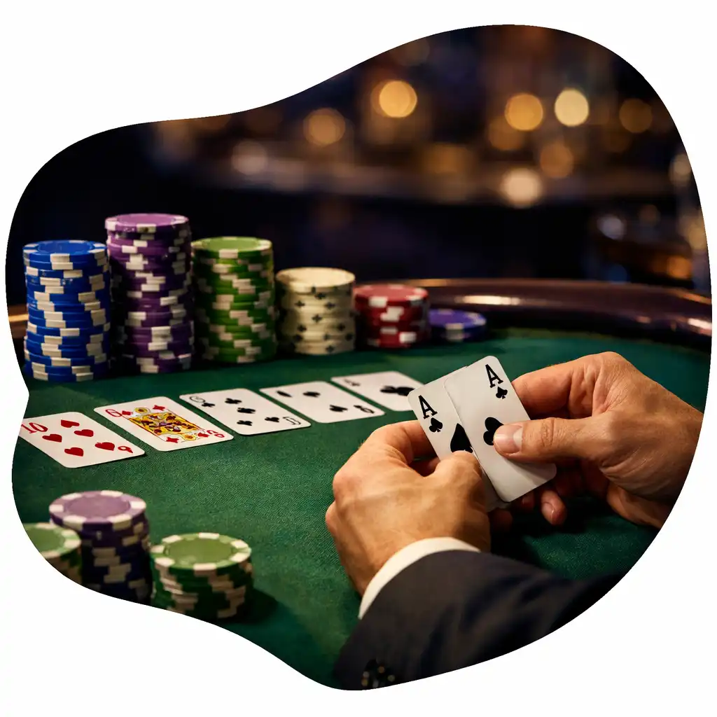 Table de poker dans l'espace casino